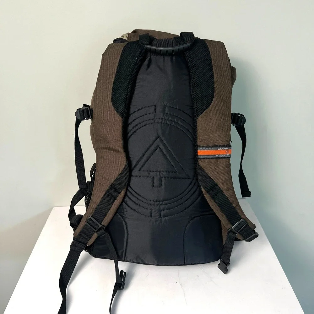 Old Navy Active Trek System Backpack OS Brown Hiking Camping Vintage 2004